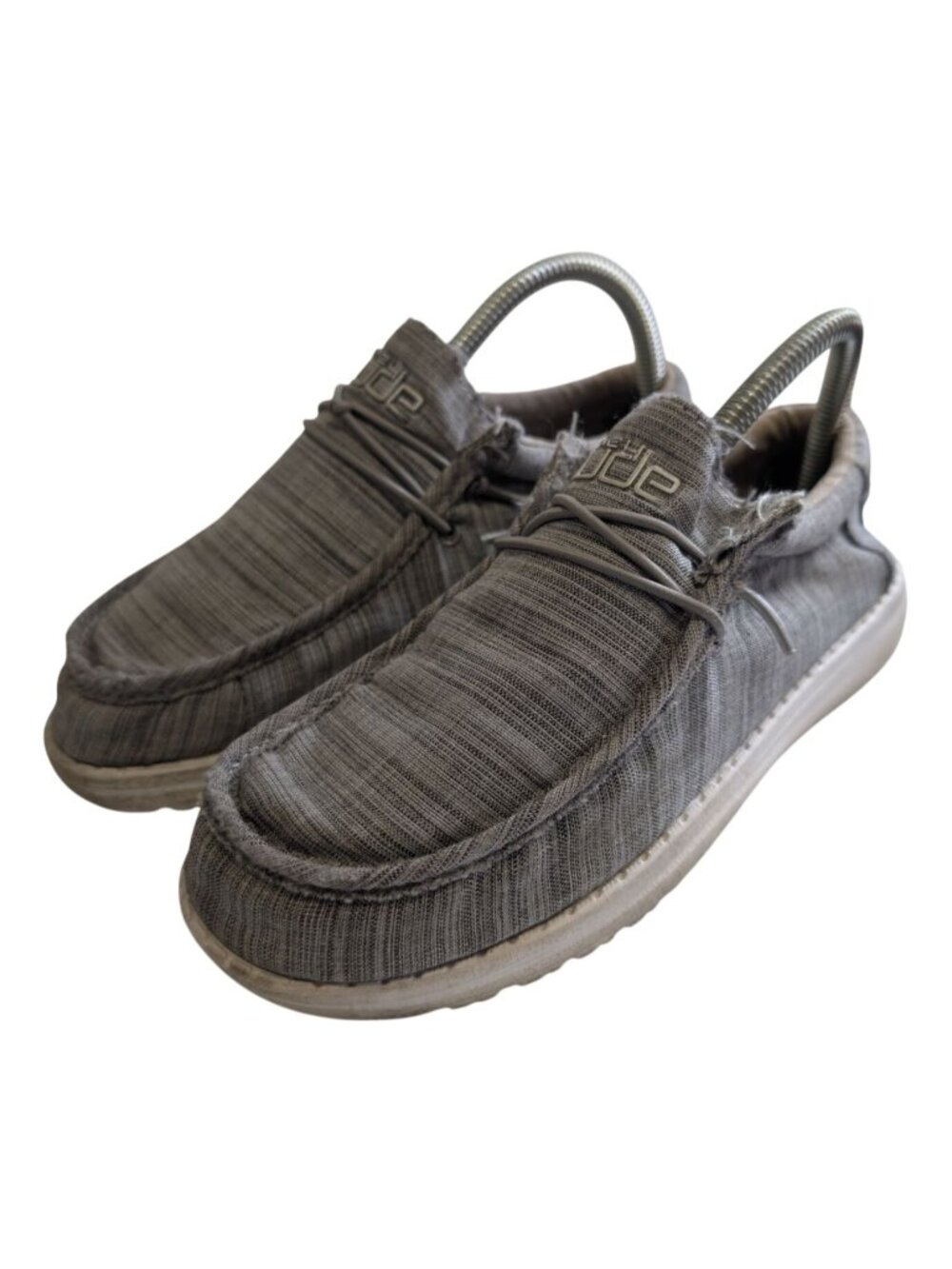 Hey Dude Wally Slip On Shoes Linen Stone Grey Size Youth 4 Women's 5 EU 36